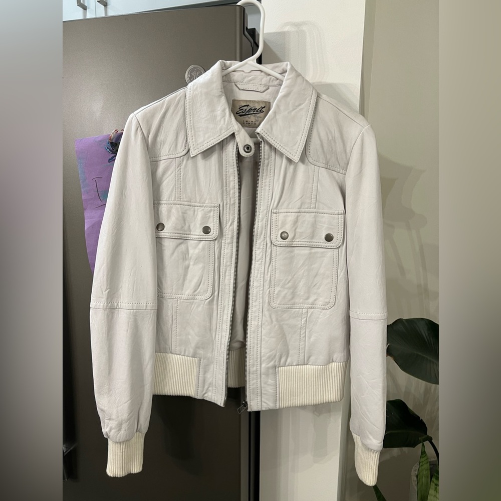Y2K faux white leather jacket